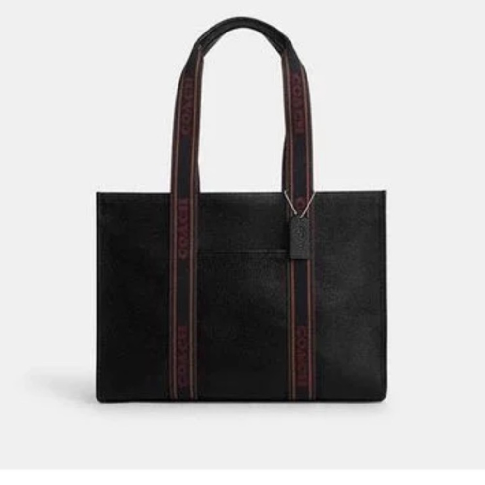 Coach Black Tote Laptop Bag with Brown-Accented Straps